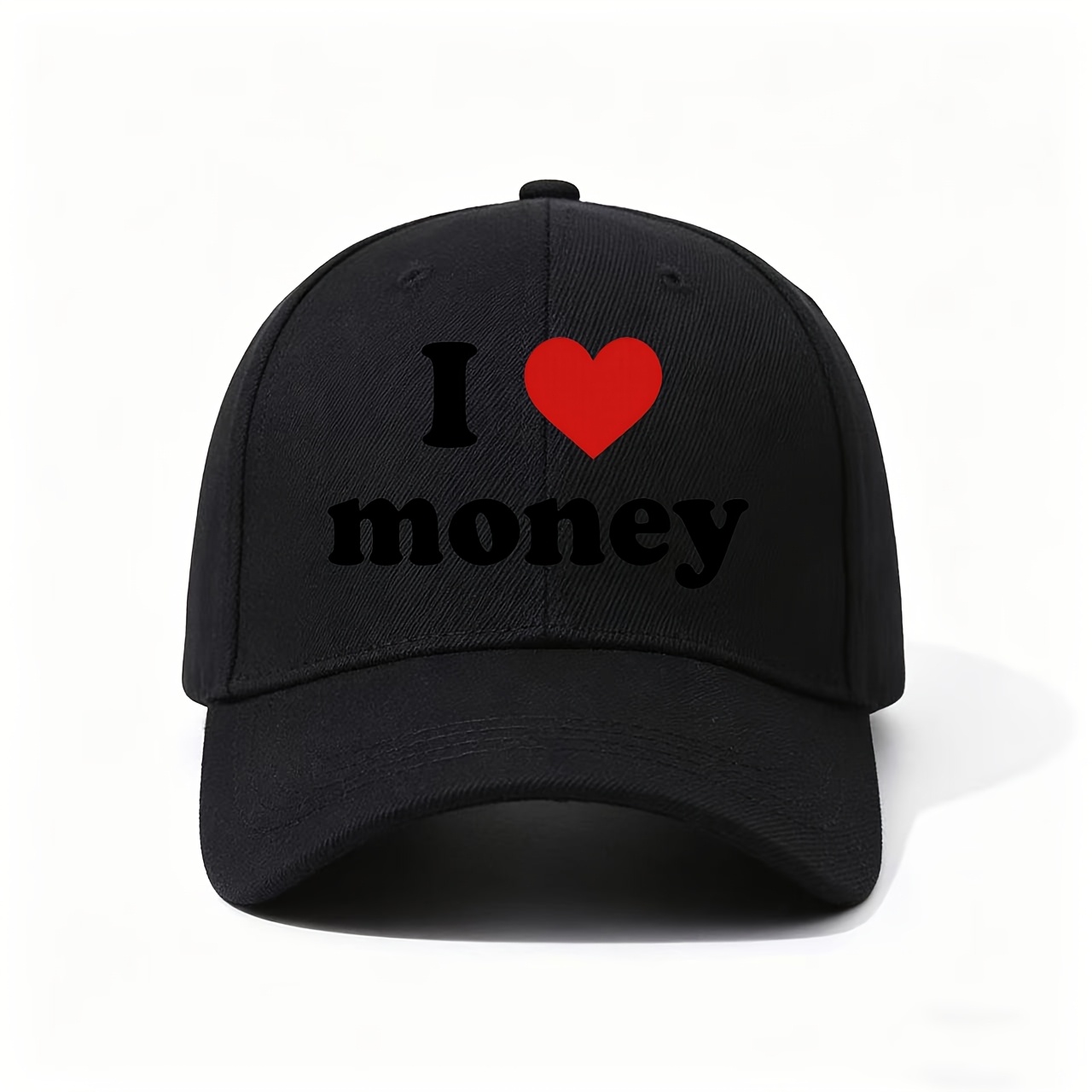 Baseball Cap Structured - หมวกเบสบอลพิมพ์ลาย I Love Money - หมวกทรงแข็งแบบปรับได้