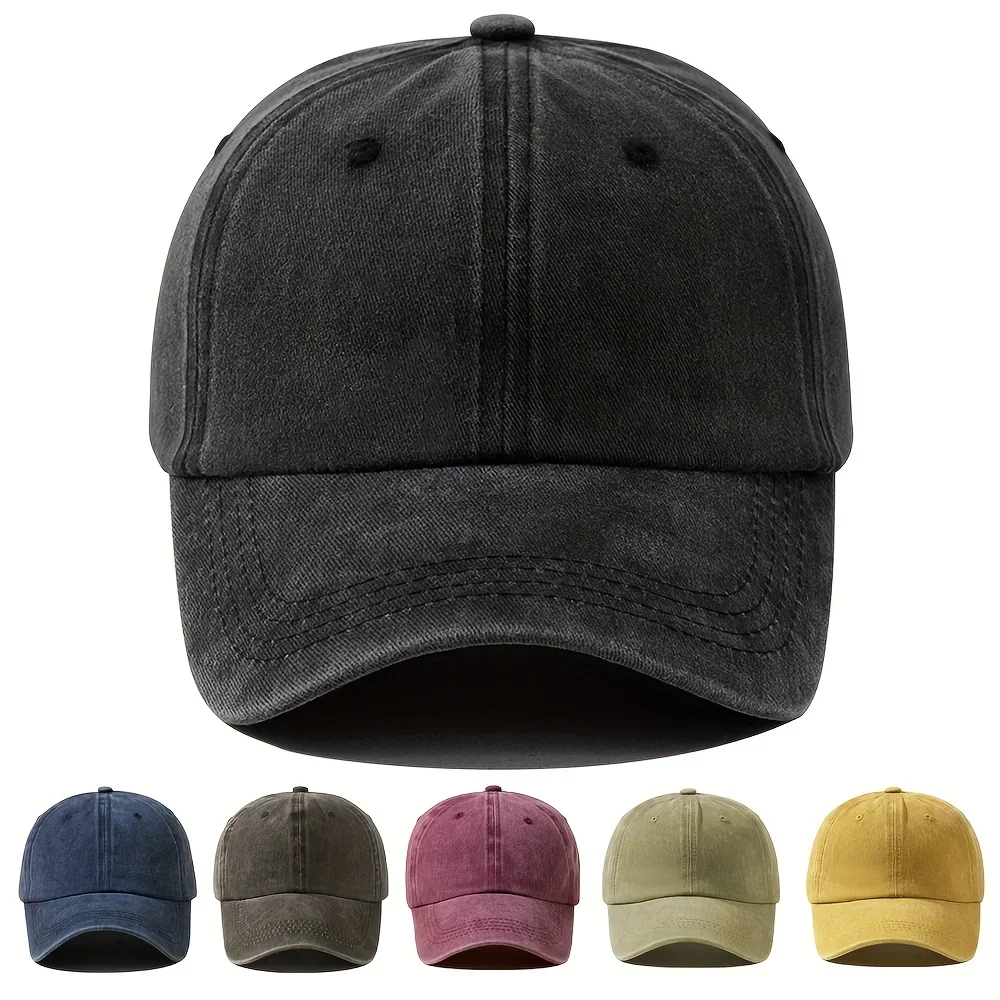 Baseball Cap Structured - หมวกเบสบอลวินเทจแบบยูนิเซ็กส์ - หมวกทรัคเกอร์น้ำหนักเบาพร้อมดีไซน์หกแผงที่มีโครงสร้าง ขอบหมวกโค้งสำเร็จรูป